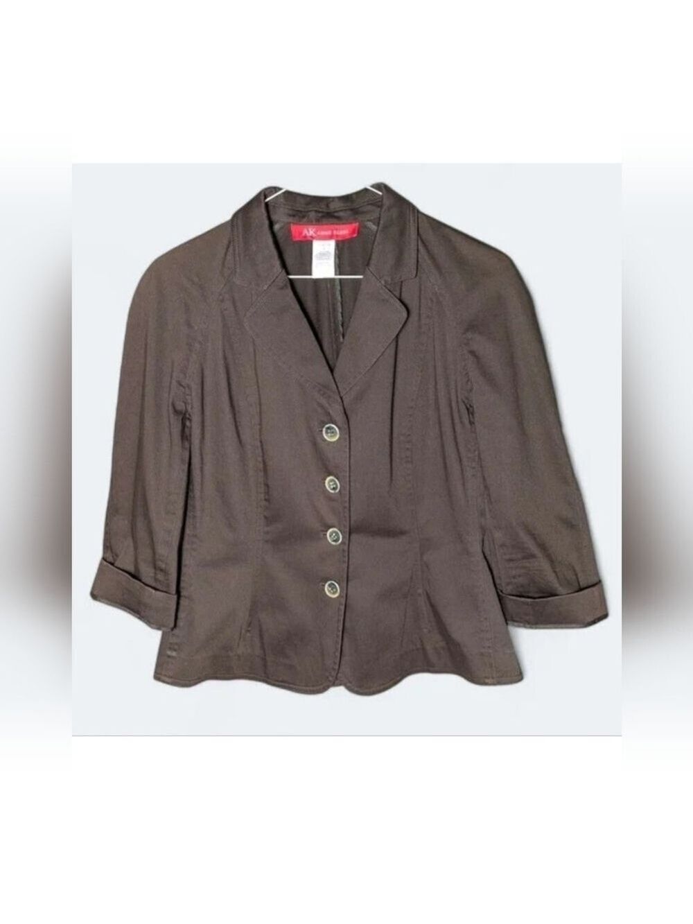 Anne Klein Tailored Brown Button Front Stretch Blazer Workwear or Smart Casual